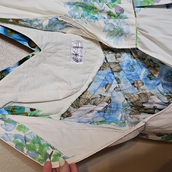 True Vintage Alix Of Miami 1950s Fit And Flare Floral Dress Blue, Green Cupcake - Picture 13 of 17